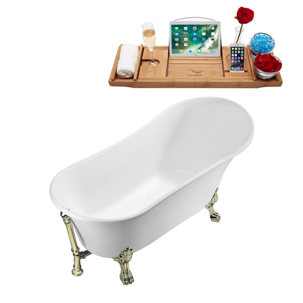 Baignoire sur pattes et plateau Streamline N341BNK-BNK de 59 pouces avec drain externe