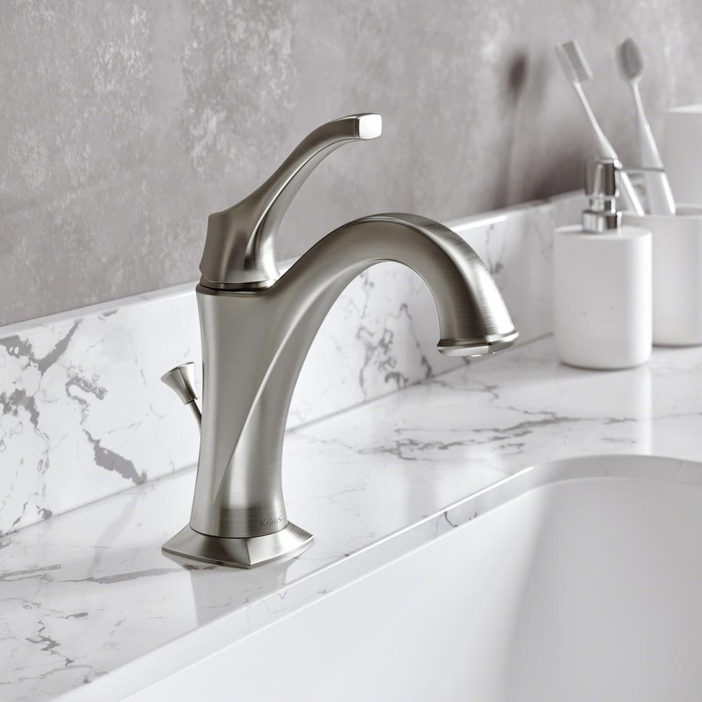 Stainless Steel Single Handle Basin Faucet with Drain and Deck Plate (2-Pack)