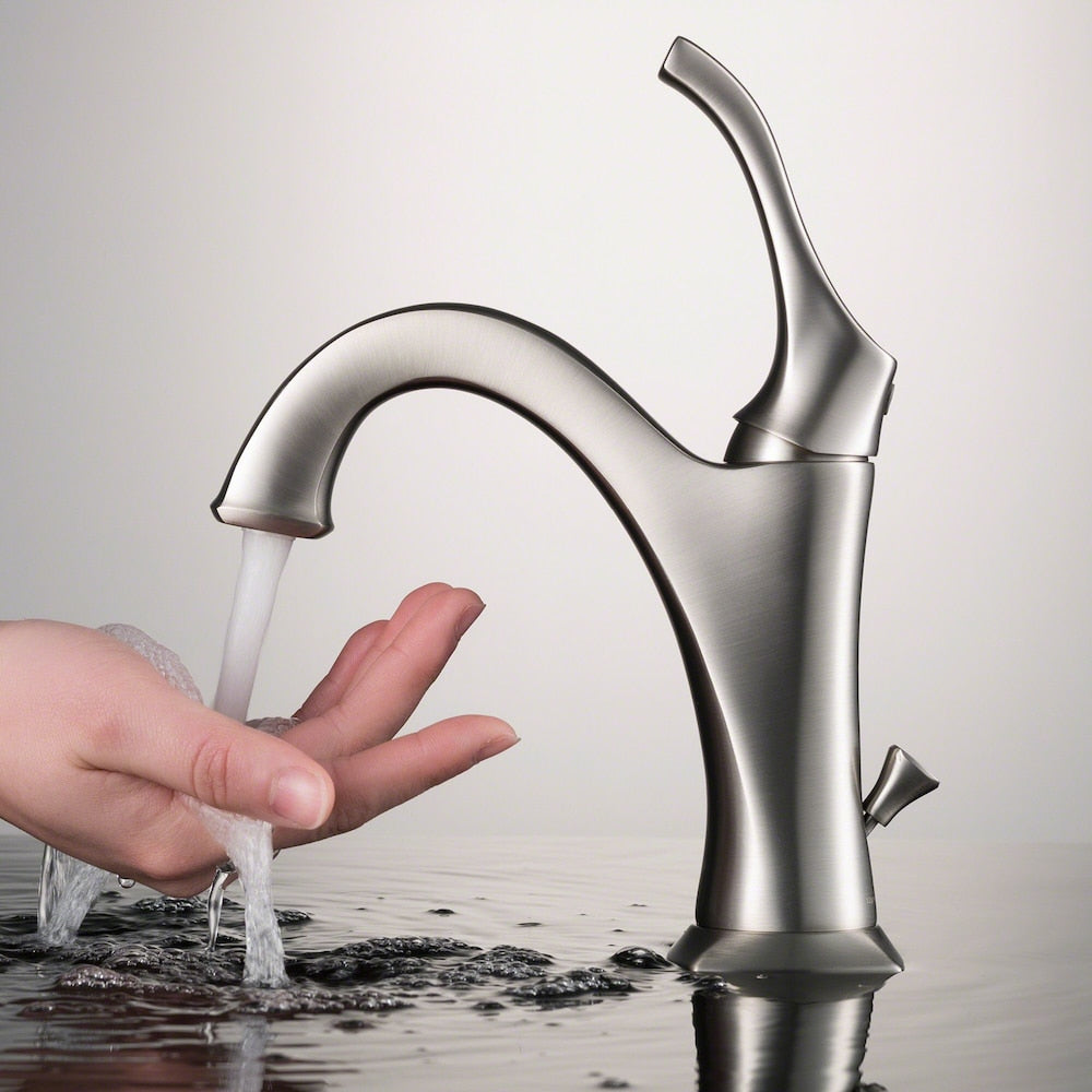 Stainless Steel Single Handle Basin Faucet with Drain and Deck Plate (2-Pack)