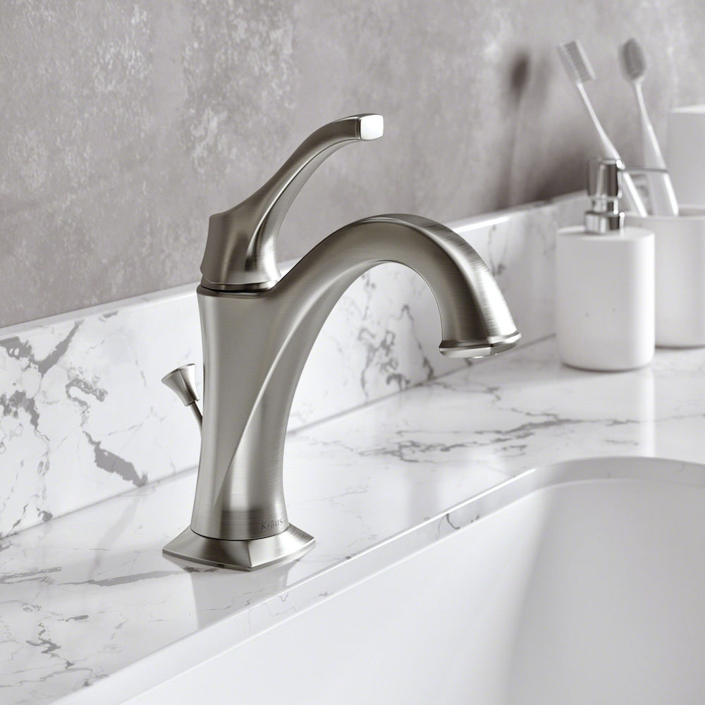 Stainless Steel Single Handle Basin Faucet with Drain and Deck Plate (2-Pack)