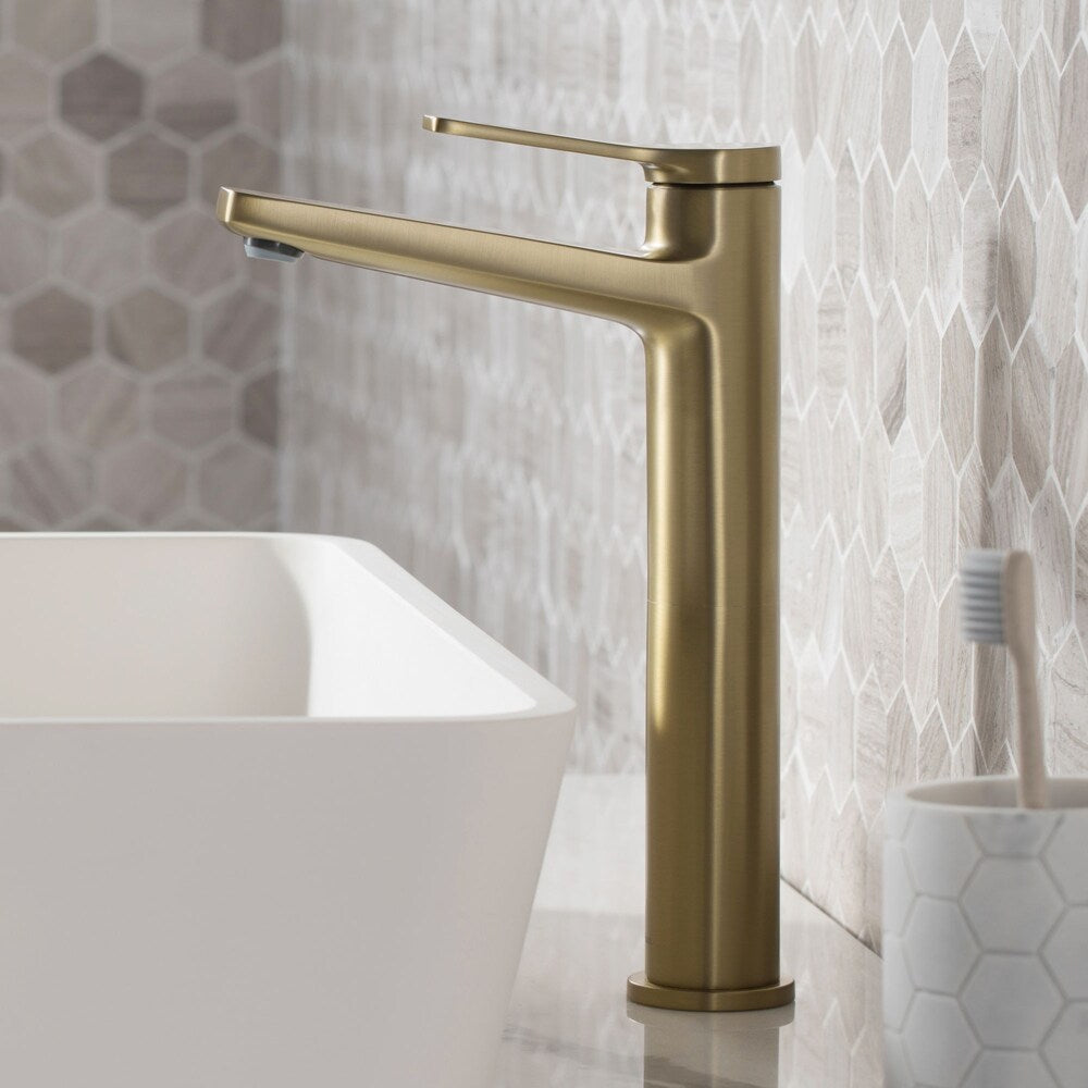 Indy Single Handle Vessel Bathroom Faucet in Brushed Gold (2-Pack)