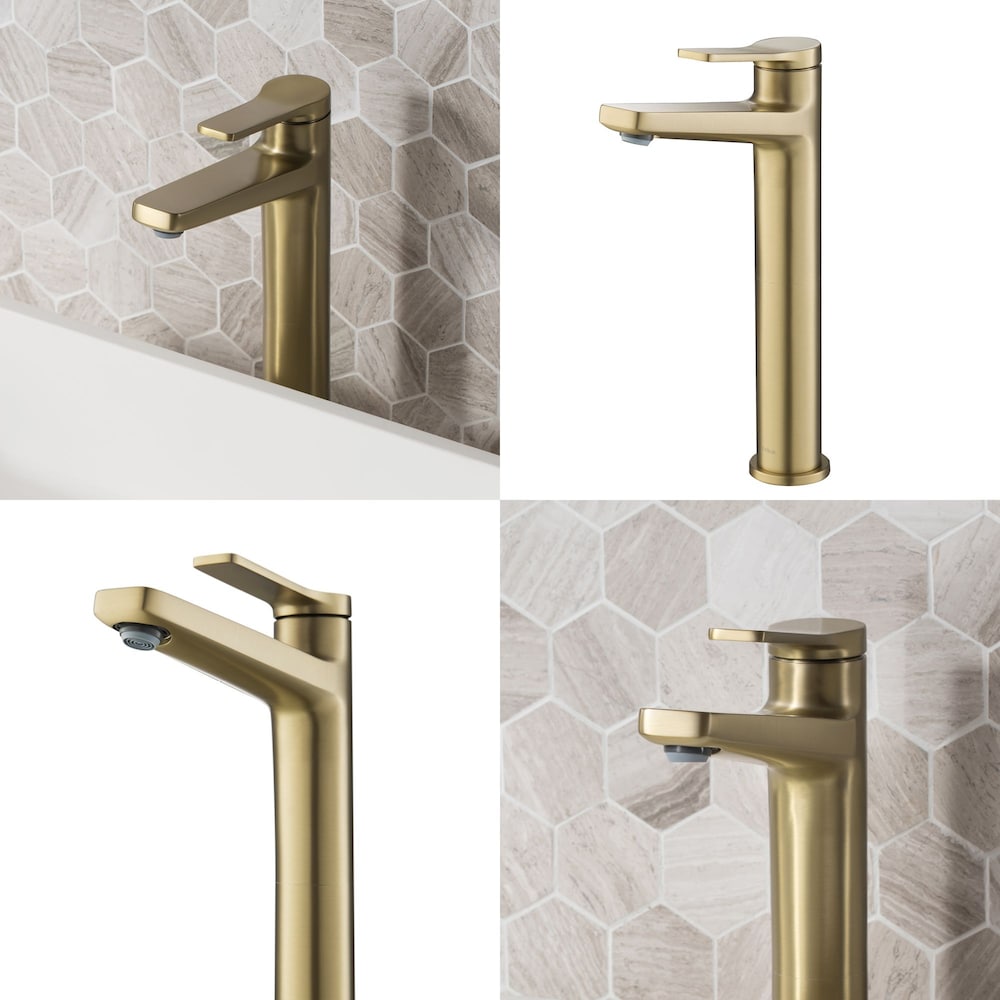 Indy Single Handle Vessel Bathroom Faucet in Brushed Gold (2-Pack)