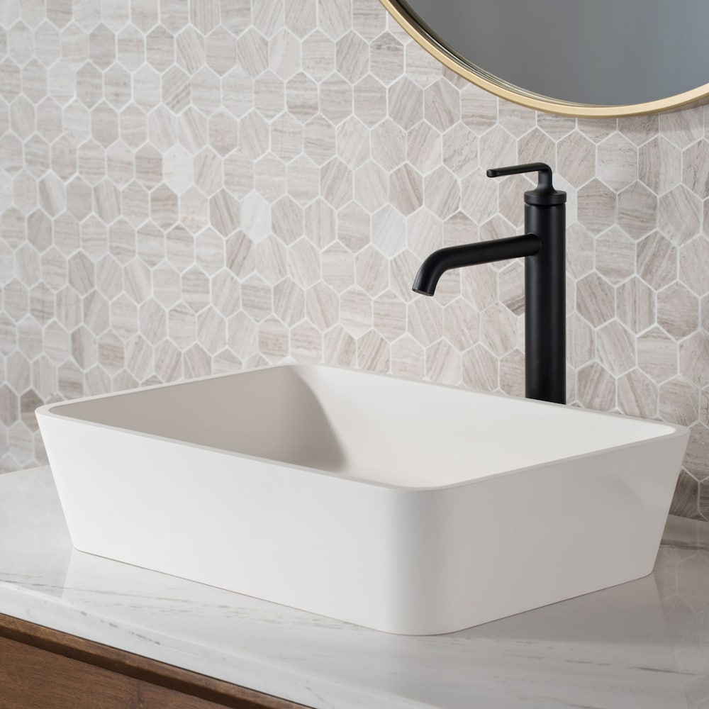 Robinet de lavabo de salle de bain à poignée unique Ramus avec bonde escamotable en noir mat