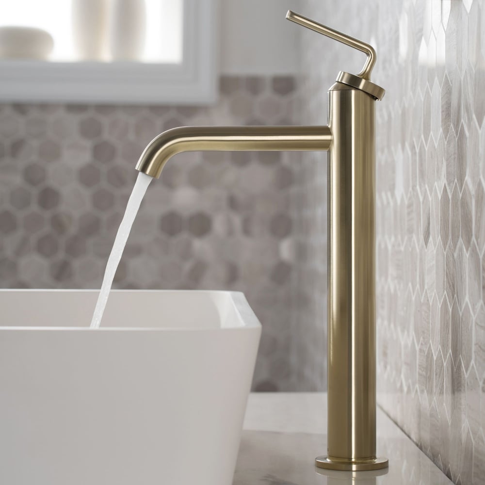Robinet de lavabo de salle de bain à poignée unique Ramus avec bonde escamotable en or brossé (paquet de 2)