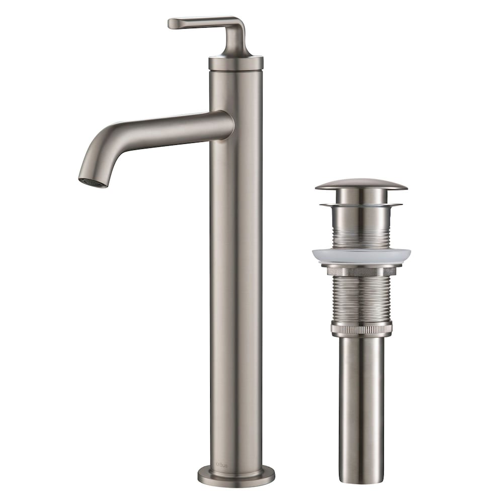 Robinet de lavabo de salle de bain à poignée unique Ramus avec bonde escamotable en acier inoxydable antitache
