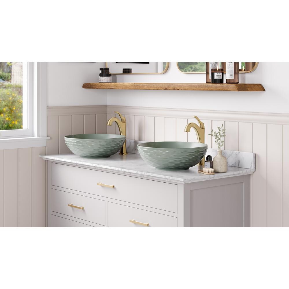 Arlo Brushed Gold Tall Vessel Bathroom Faucet with Pop-Up Drain (2-Pack)