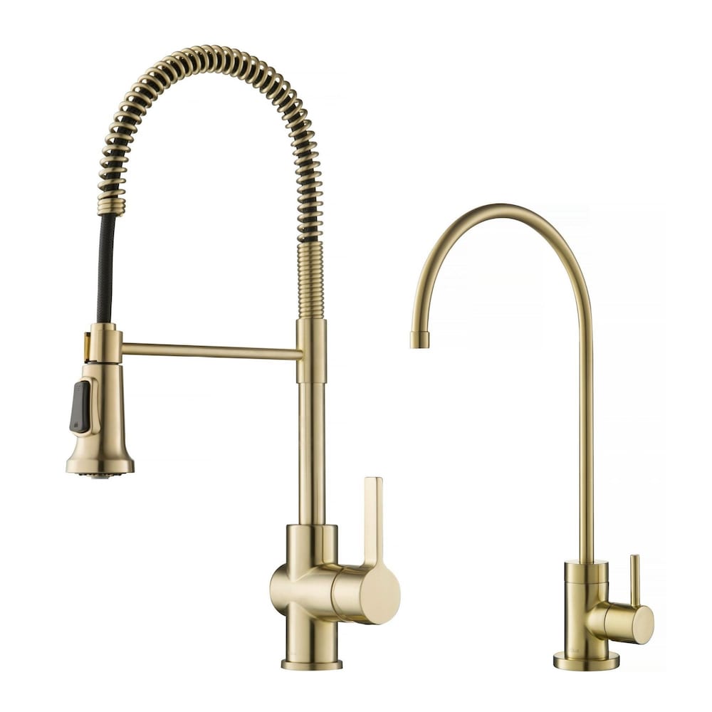 Commercial Faucet and Water Filter in Antique Champagne Bronze