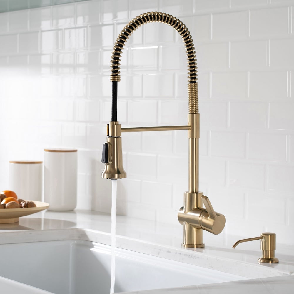 Commercial Faucet and Water Filter in Antique Champagne Bronze