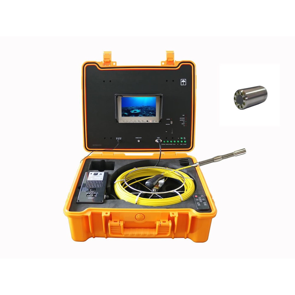 130 FT Color Sewer/Drain/Pipe Inspection Camera W/ Self Leveling and 512Hz Sonde Transmitter