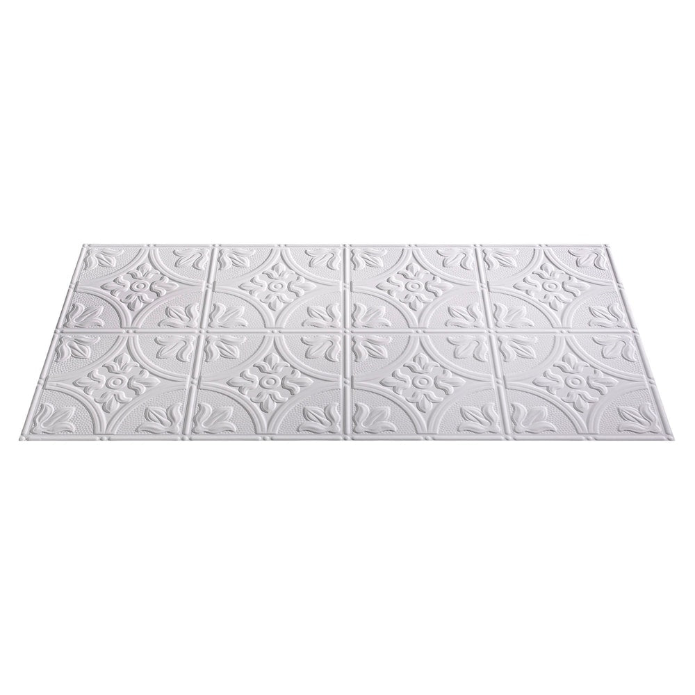 Tuile de plafond à coller traditionnelle 2, 2x4, blanc mat pouvant être peint, paquet de 5 (40 pieds carrés)