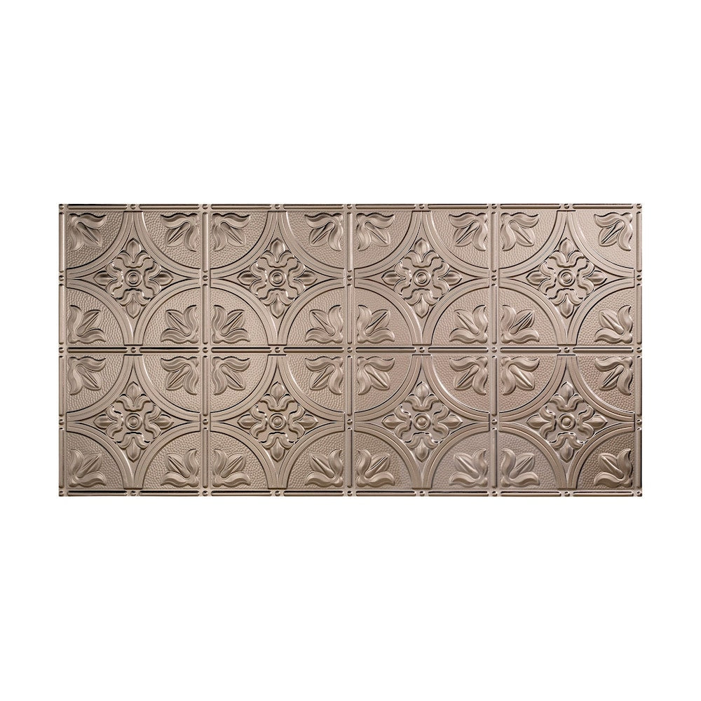 Tuile de plafond à coller traditionnelle 2, 2x4, finition nickel brossé, paquet de 5 (40 pieds carrés)