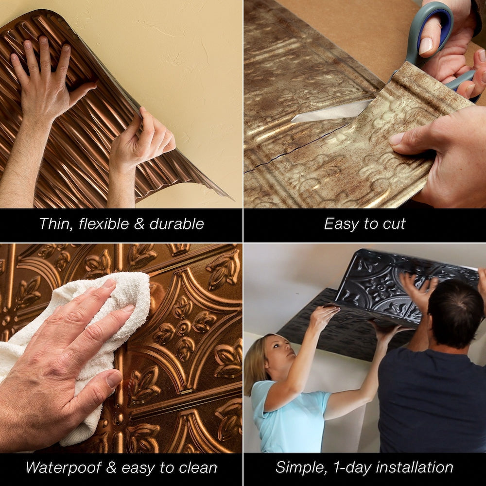 Tuile de plafond à coller traditionnelle 10, 2x4, finition en acier galvanisé, paquet de 5 (40 pieds carrés)