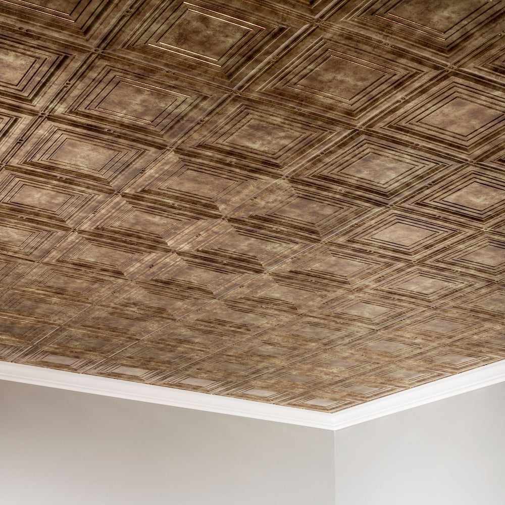 Portrait, 2x4 Glue Up Ceiling Tile, Bermuda Bronze Finish 5-pack (40 sq ft)