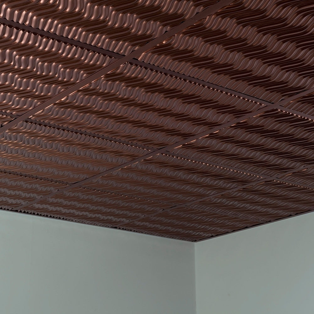 Dalle de plafond à poser 2x2, finition bronze huilé, paquet de 5 (20 pi2)