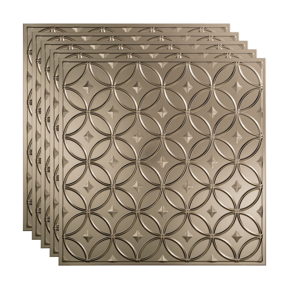 Anneaux, dalle de plafond à poser 2x2, finition nickel brossé, paquet de 5 (20 pi2)