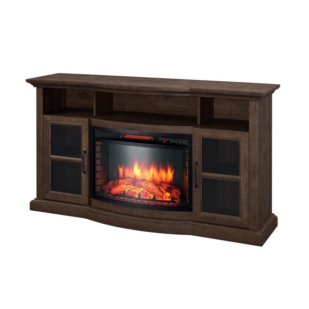 Harlington Foyer électrique à médias infrarouges de 59 po en café antique