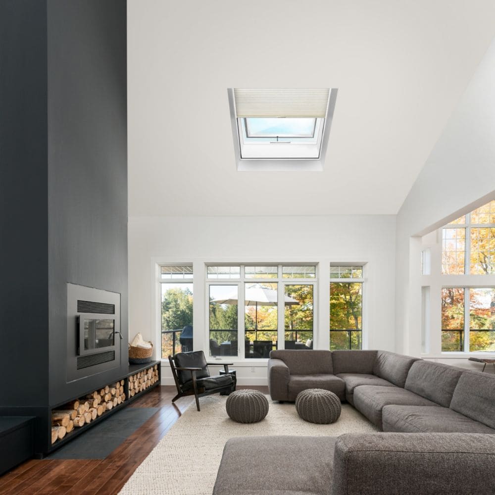 Double Glazed Clear 22.5 x 30.5 Self Flashing Manual Venting Glass Skylight - Black