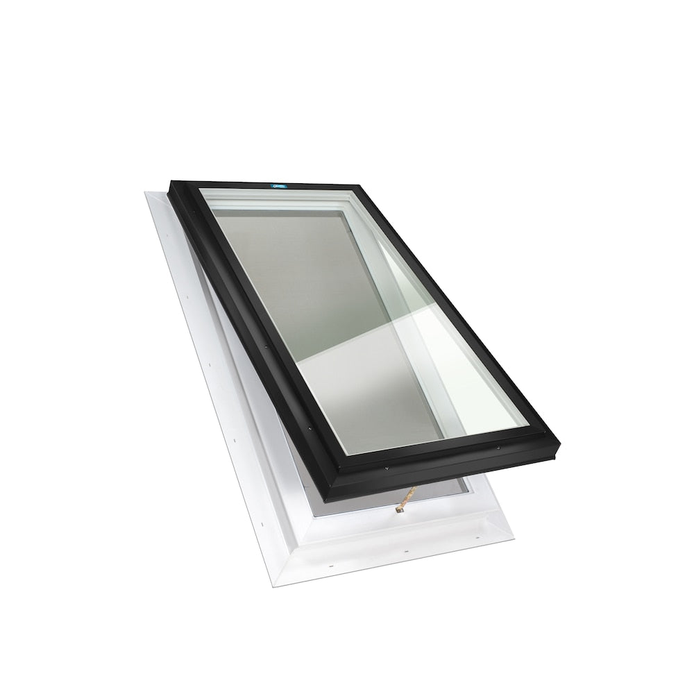 Double Glazed Clear 22.5 x 30.5 Self Flashing Manual Venting Glass Skylight - Black