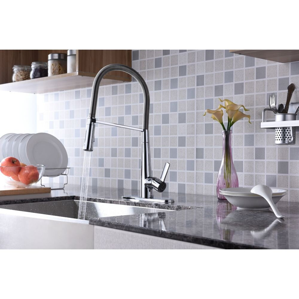 Apollo Single Handle Pull-Down Sprayer Kitchen Faucet in Polished Chrome