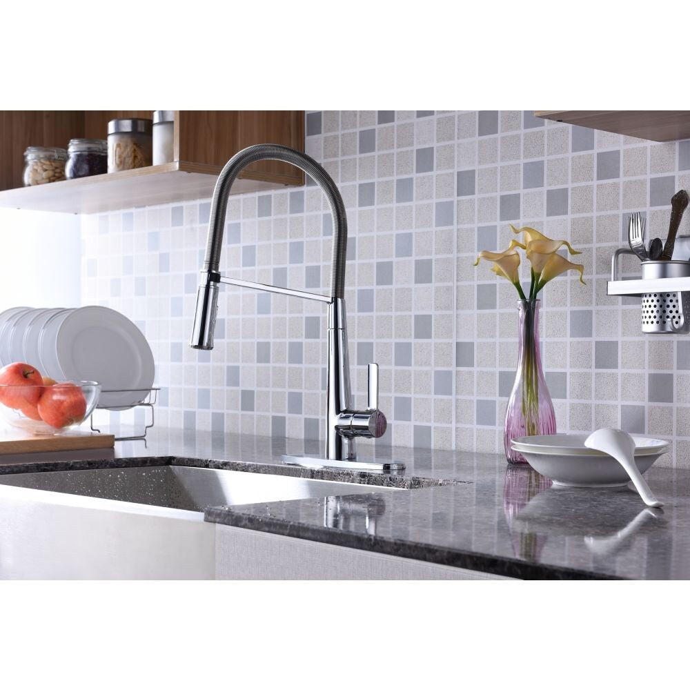 Apollo Single Handle Pull-Down Sprayer Kitchen Faucet in Polished Chrome