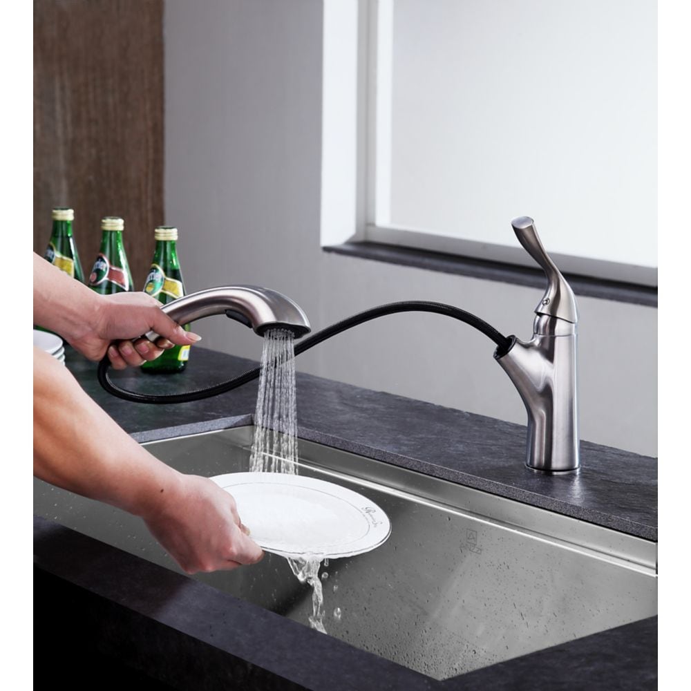 Di Piazza Single-Handle Pull-Out Sprayer Kitchen Faucet in Brushed Nickel