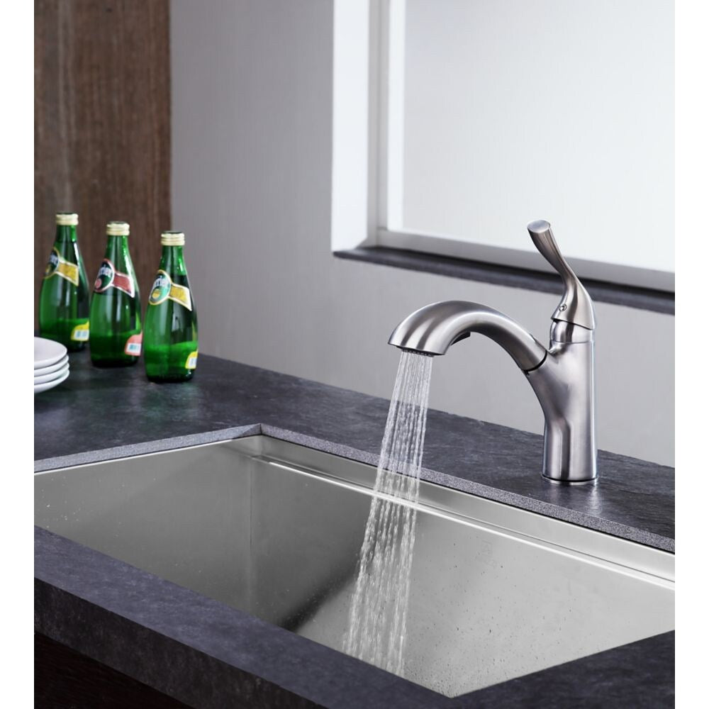 Di Piazza Single-Handle Pull-Out Sprayer Kitchen Faucet in Brushed Nickel