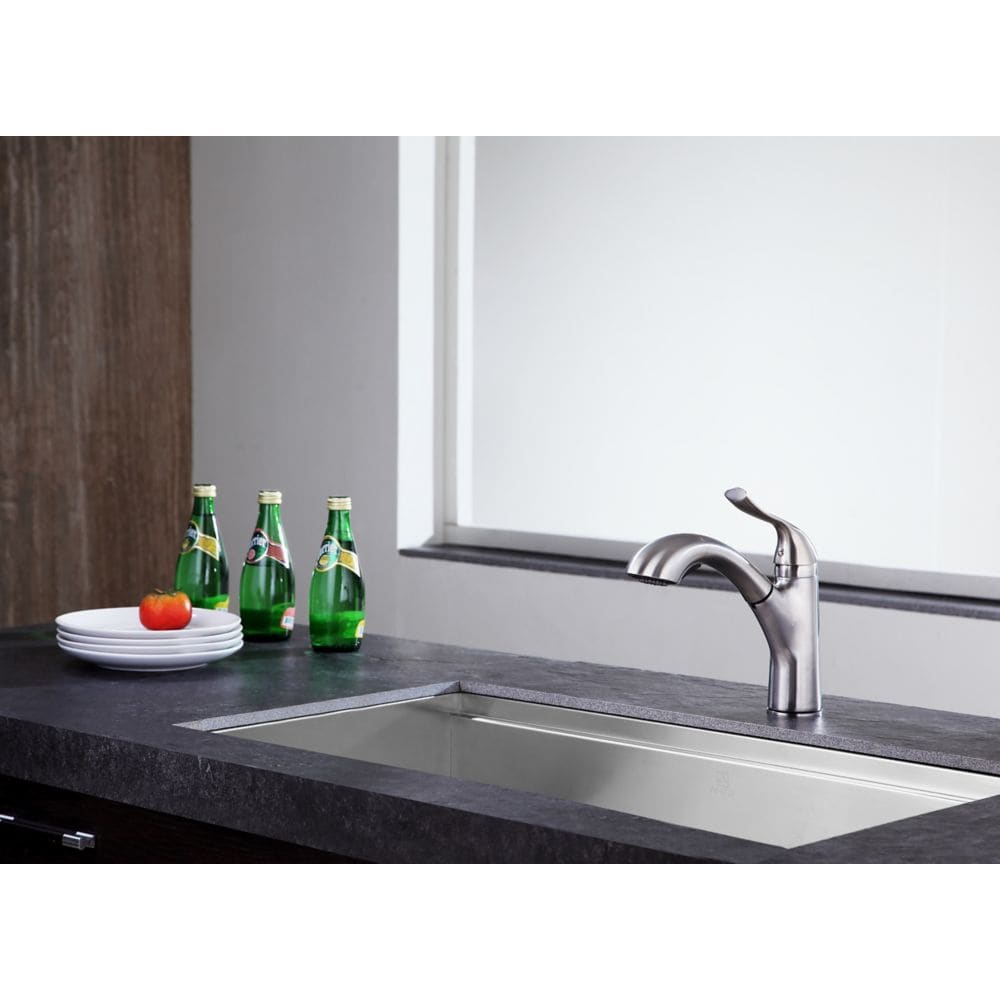 Di Piazza Single-Handle Pull-Out Sprayer Kitchen Faucet in Brushed Nickel