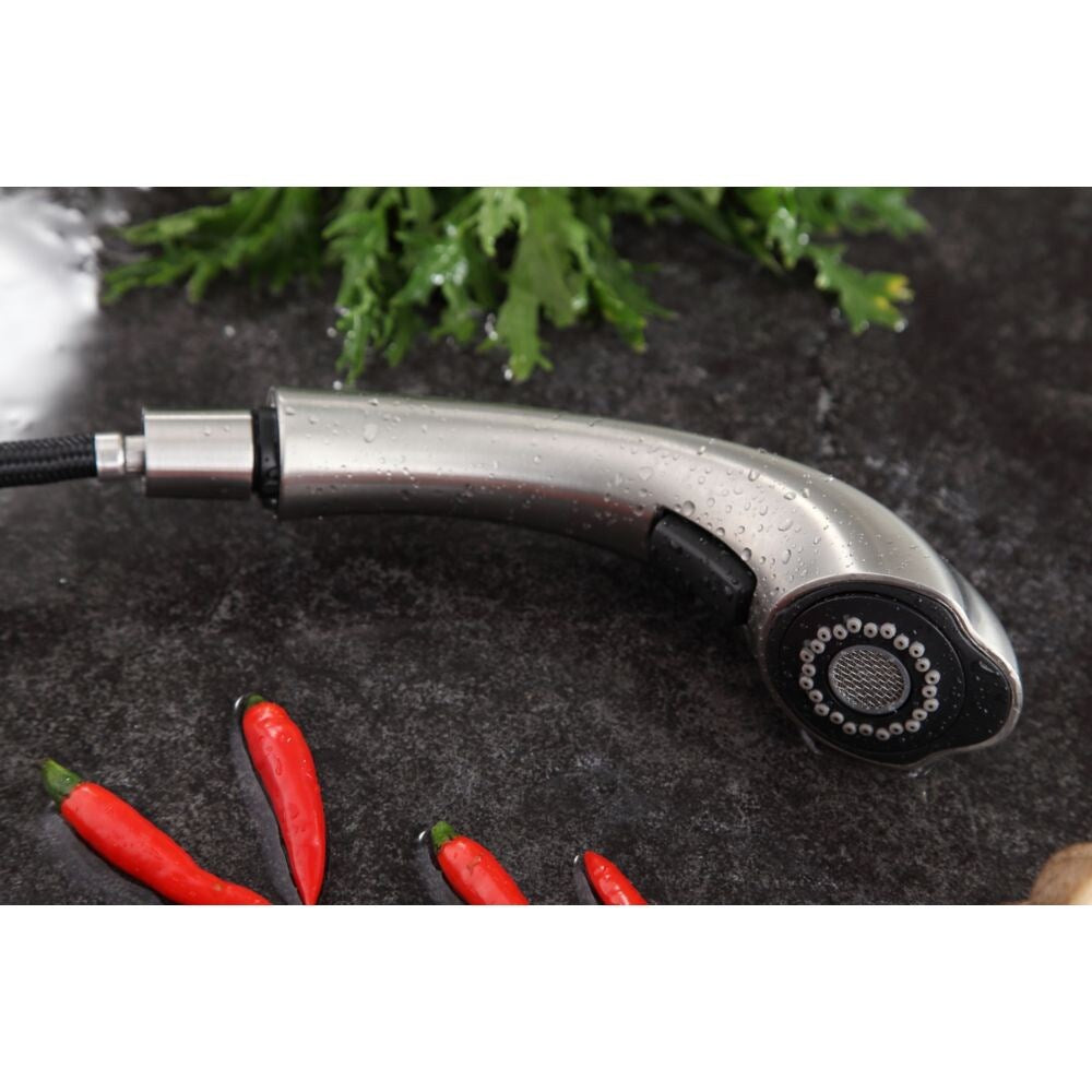 Di Piazza Single-Handle Pull-Out Sprayer Kitchen Faucet in Brushed Nickel