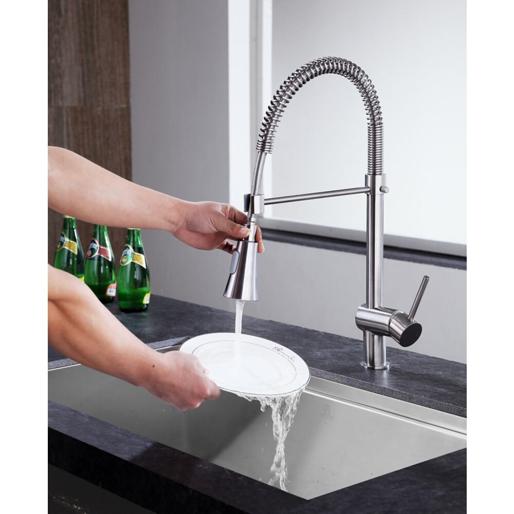 Carriage Single Handle Standard Kitchen Faucet in Brushed Nickel