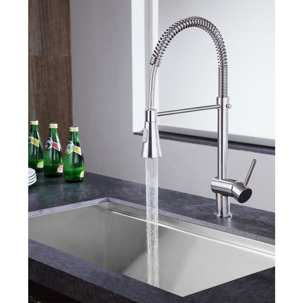 Carriage Single Handle Standard Kitchen Faucet in Brushed Nickel