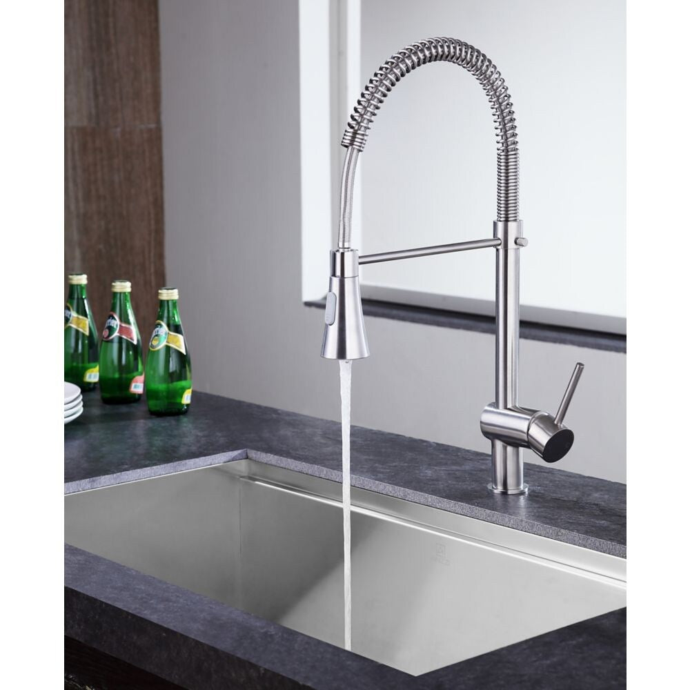 Carriage Single Handle Standard Kitchen Faucet in Brushed Nickel