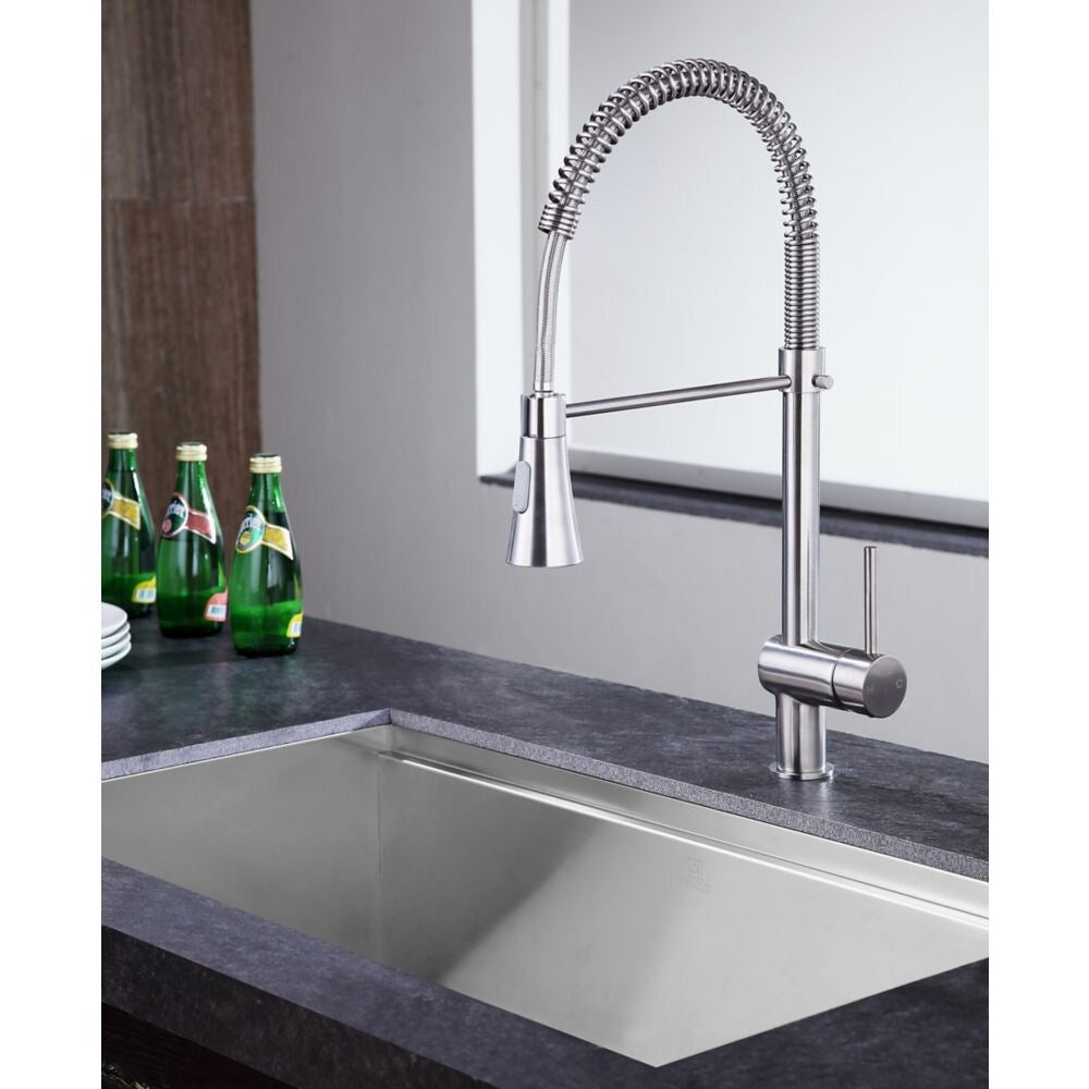 Carriage Single Handle Standard Kitchen Faucet in Brushed Nickel
