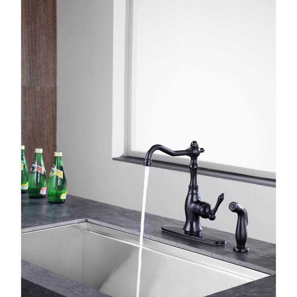 Highland Single-Handle Standard Kitchen Faucet with Side Sprayer in Oil Rubbed Bronze