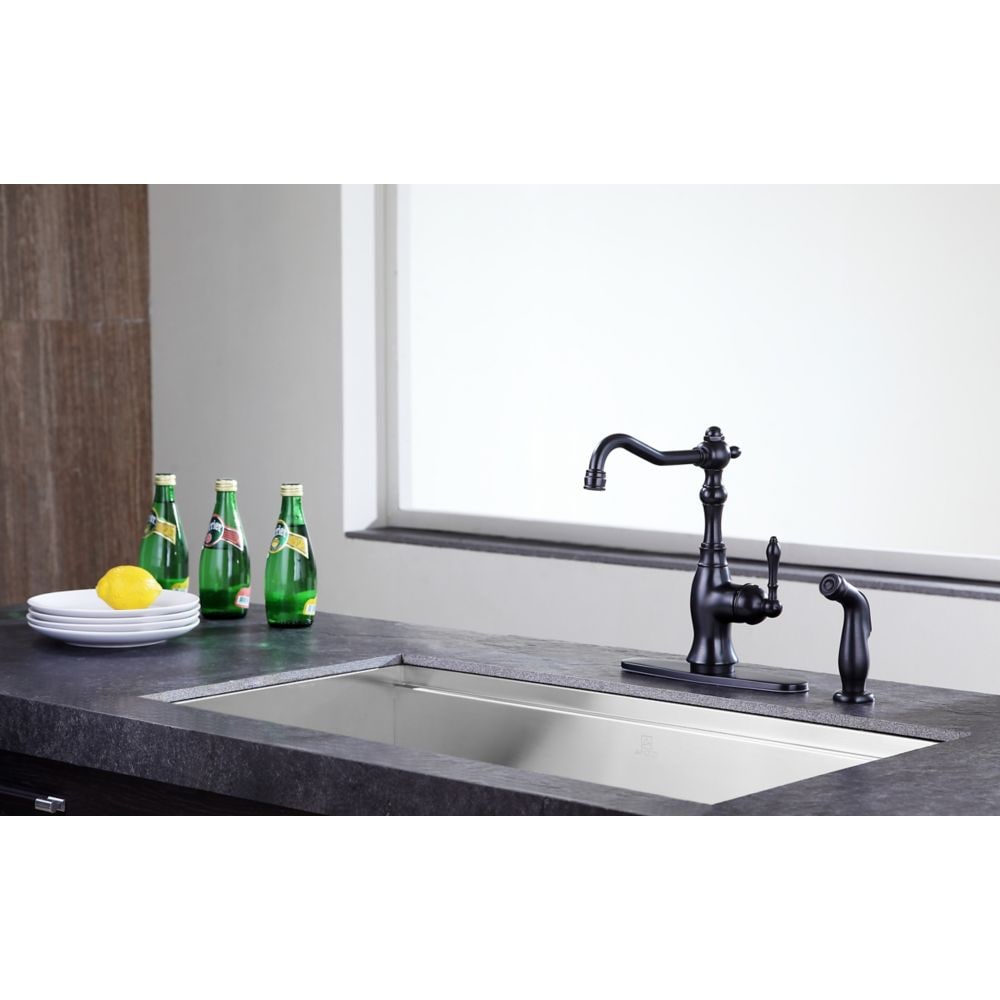 Highland Single-Handle Standard Kitchen Faucet with Side Sprayer in Oil Rubbed Bronze