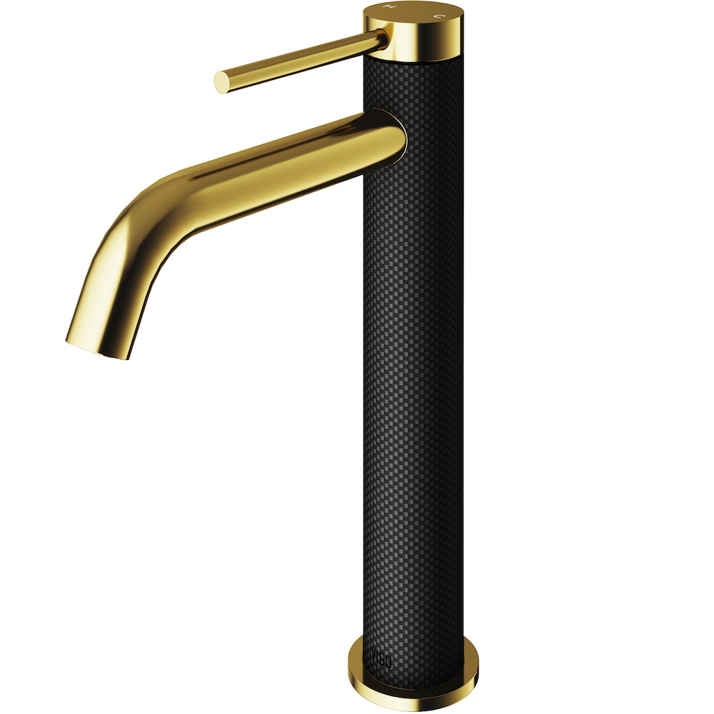 Robinet de salle de bain monotrou à poignée unique Lexington cFiber en or brossé mat et noir mat