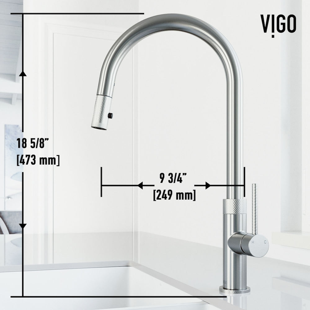 Robinet de cuisine à poignée unique et douchette rétractable Bristol en acier inoxydable