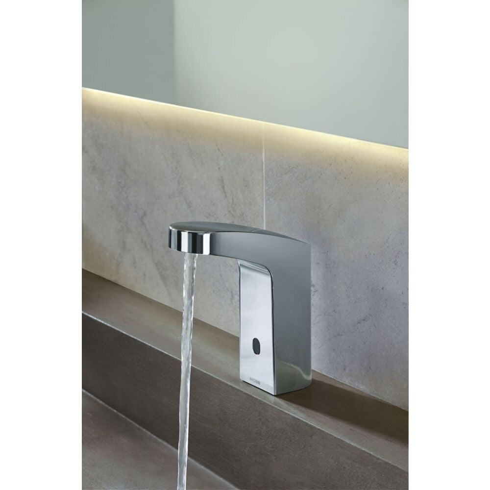 Robinet de lavabo de salle de bain monotrou sans contact M-POWER en chrome (drain non inclus ; valve incluse)
