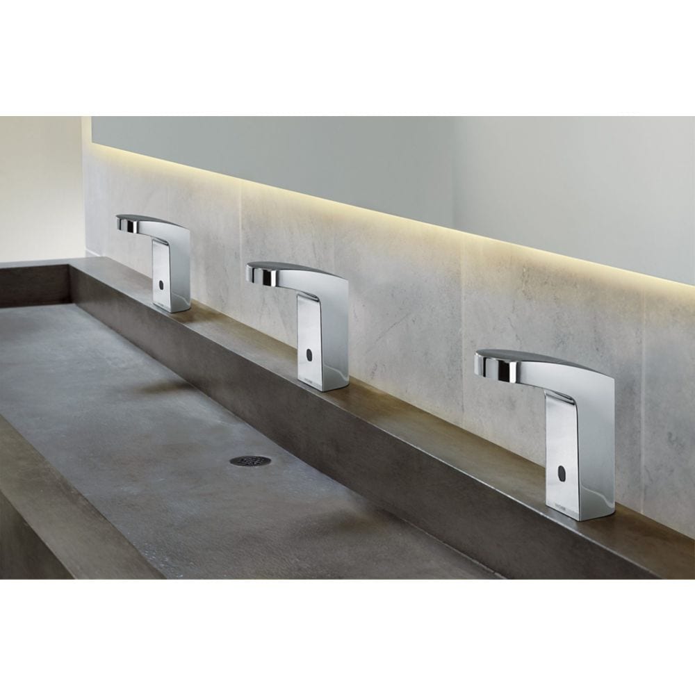 Robinet de lavabo de salle de bain monotrou sans contact M-POWER en chrome (drain non inclus ; valve incluse)