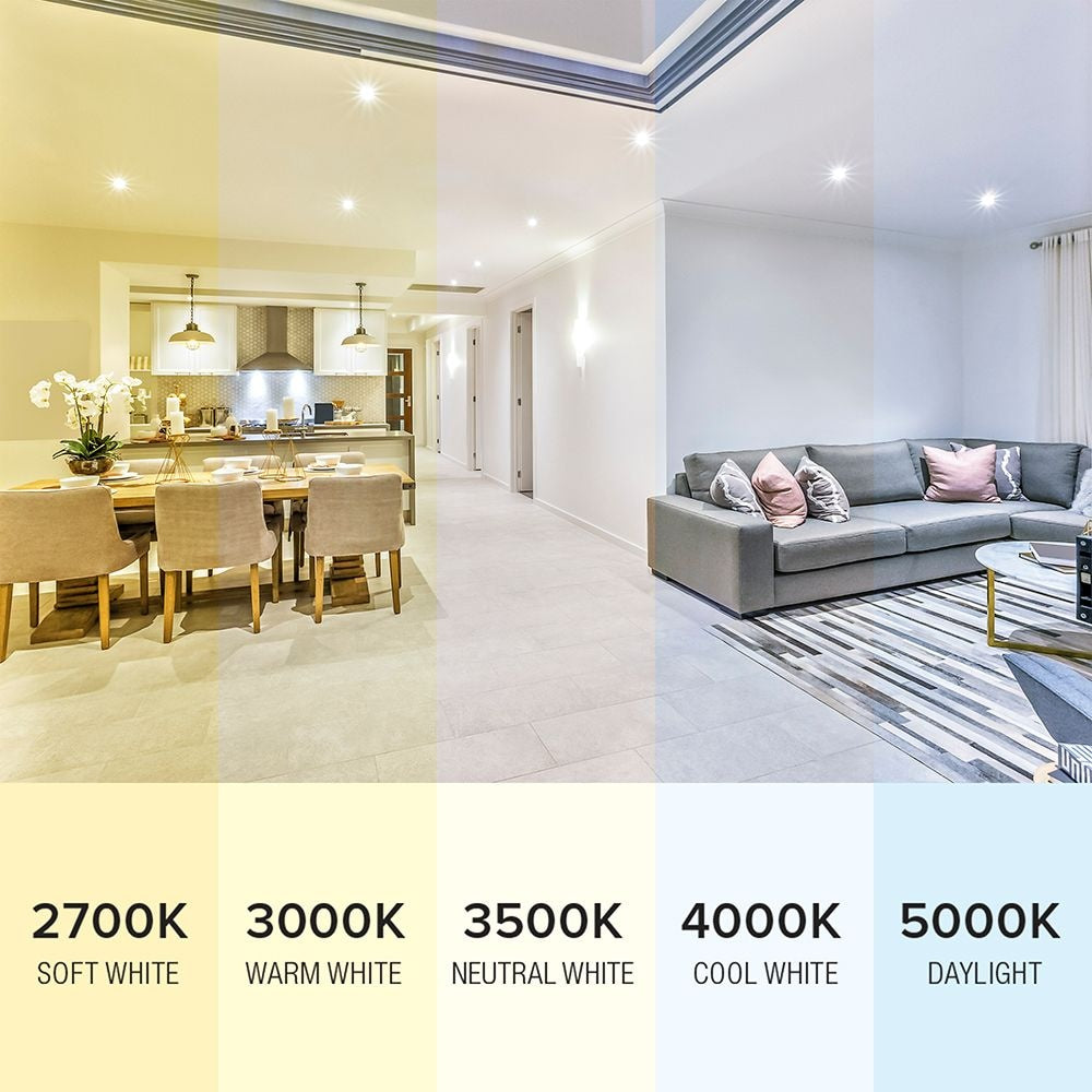 Luminaire multiple à DEL intégré CCT5 sélectionnable de 4 pouces avec garnitures blanches, noires, BN et magnétiques (paquet de 4)