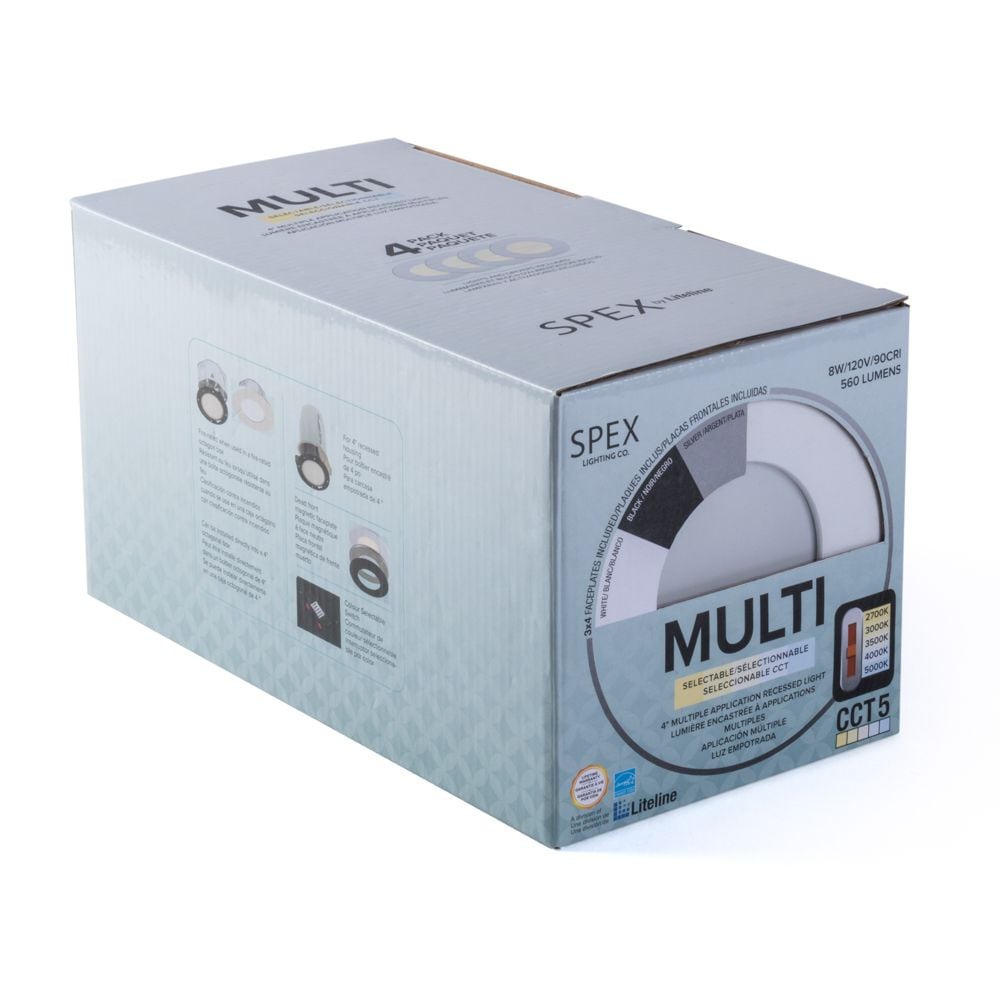 4-Inch Selectable Cct5 Integrated Led Multi Fixture Incld. White, Black, Bn, Magnetic Trims (4-Pack)