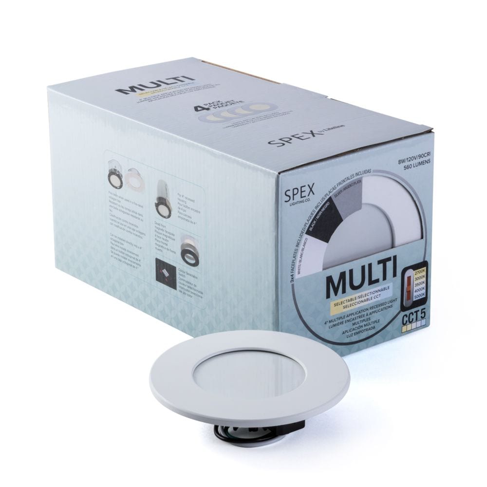 Luminaire multiple à DEL intégré CCT5 sélectionnable de 4 pouces avec garnitures blanches, noires, BN et magnétiques (paquet de 4)