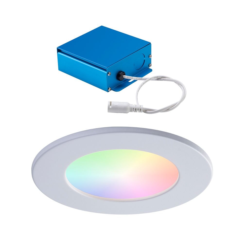 LUMINAIRE ENCASTRÉ MINCE À GARNITURE BLANCHE INTÉGRÉE À LED BLANC RÉGLABLE DE 4 POUCES Connecté par WiZ SMART WI-FI RGB +