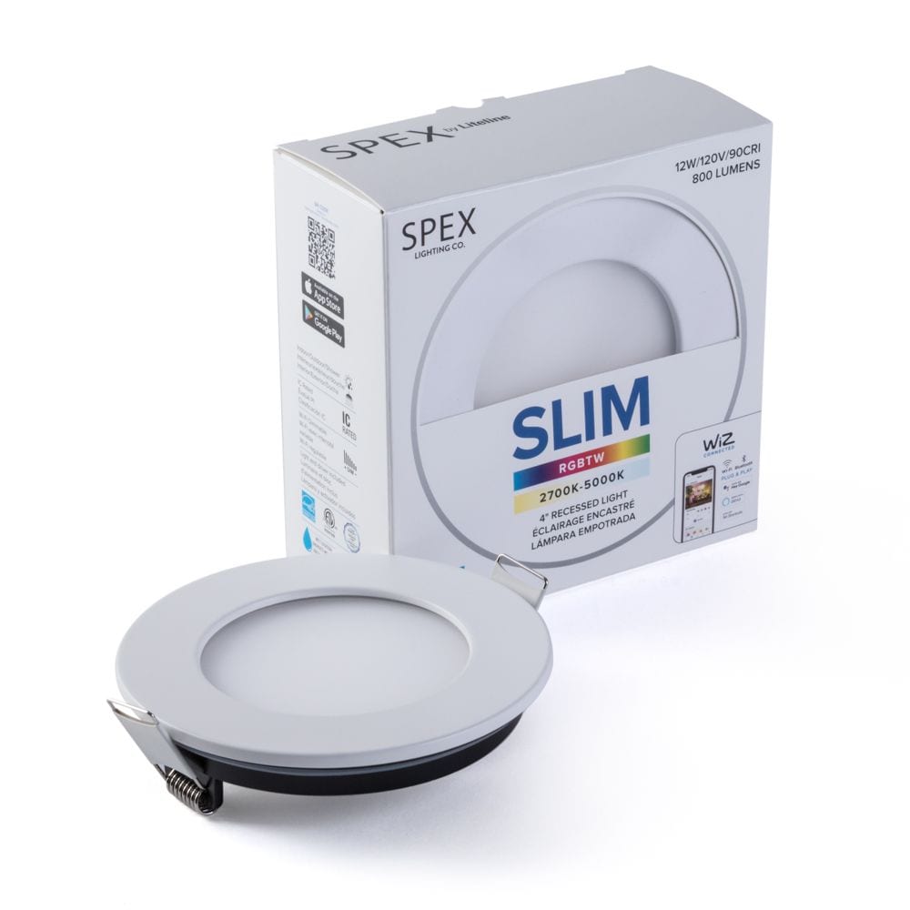 LUMINAIRE ENCASTRÉ MINCE À GARNITURE BLANCHE INTÉGRÉE À LED BLANC RÉGLABLE DE 4 POUCES Connecté par WiZ SMART WI-FI RGB +