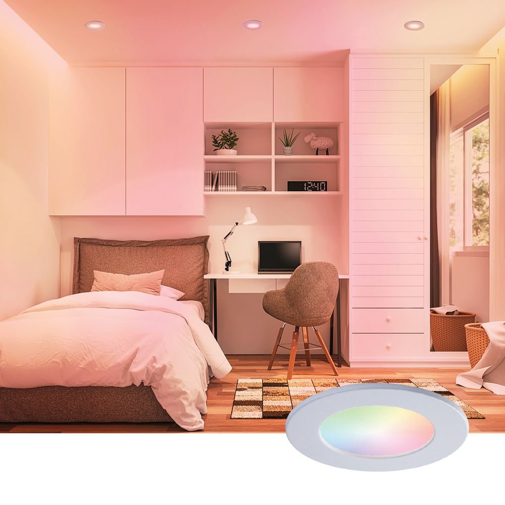 LUMINAIRE ENCASTRÉ MINCE À GARNITURE BLANCHE INTÉGRÉE À LED BLANC RÉGLABLE DE 4 POUCES Connecté par WiZ SMART WI-FI RGB +