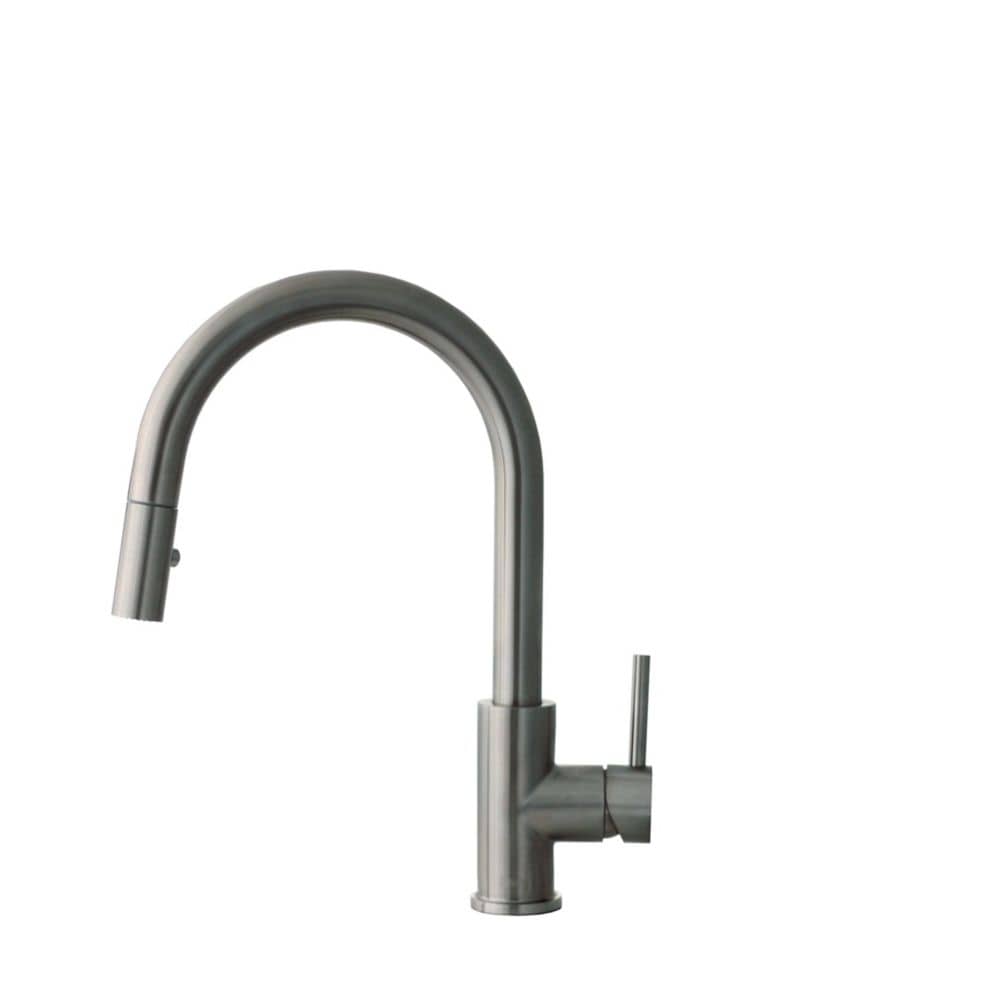 Modern Single Handle Pull down Sprayer Kitchen Faucet in Gunmetal Stainless Steel