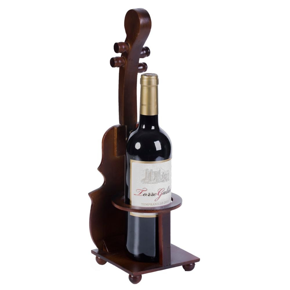 Porte-bouteille de vin décoratif vintage en forme de violoncelle marron