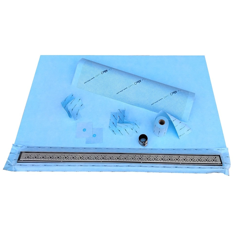 30 in x 72 in Linear Shower Kit with 54 in Chrome End Drain, Waterproof Accessories & Pan-Tile Ready