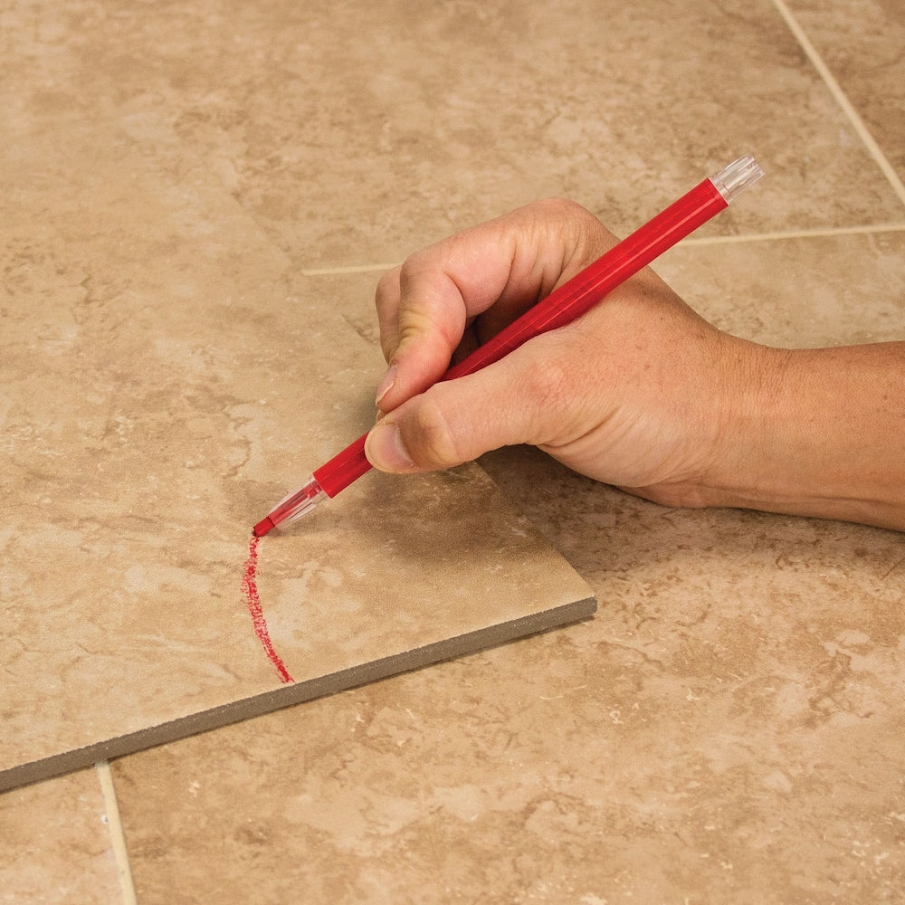 Marqueurs mécaniques en porcelaine avec pointe rétractable pour carreaux de porcelaine et de céramique, rouge/noir (paquet de 2)