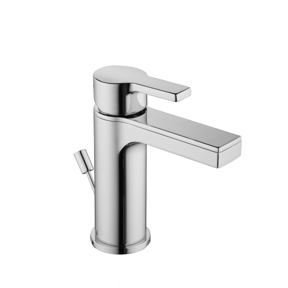 Robinet de salle de bain contemporain moderne à un trou et à poignée unique à arc bas en chrome