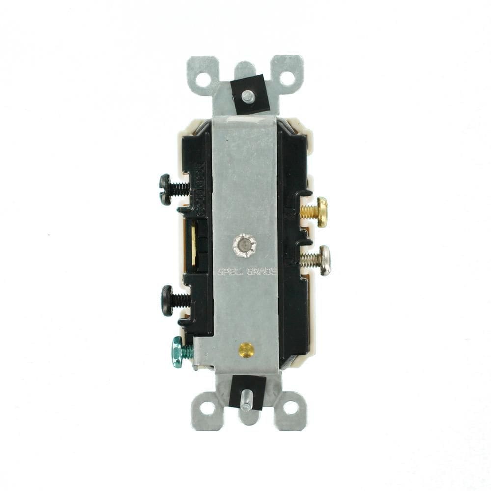 16 Amp Commercial Grade Combination Single Pole Toggle Switch and Receptacle in Light Almond